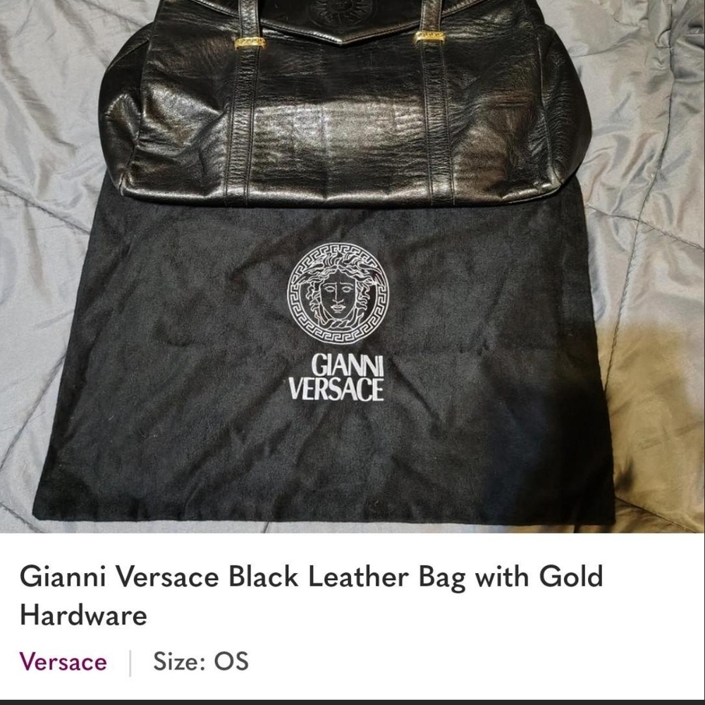 Versace Black Leather Tote with Gold Hardware